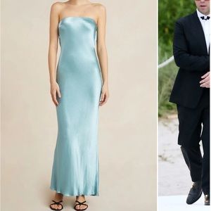 BEC+BRIDGE MOON DANCE STRAPLESS DRESS in seaspray blue